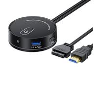 KEXIAO Bouton d'extension de commutation d'alimentation USB 3.0 USB C pour ordinateur de bureau, port auditif 3.5 en option, câble de 116 cm