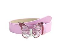 KEXIAO Ceinture élégante en cuir PU, ceinture décorative, boucle papillon en strass pour femmes à la mode