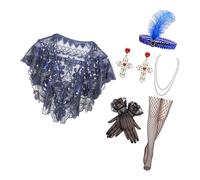 KEXIAO Costume de garçonne des années 20 pour femme avec écharpe à paillettes et collier de perles - Accessoire pour fête à thème