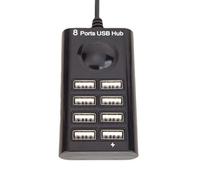 KEXIAO Hub USB 2.0 multi-ports 8 emplacements répartiteur de vitesse rapide avec câble de 100 cm, protection contre les surcharges pour bureau et divertissement