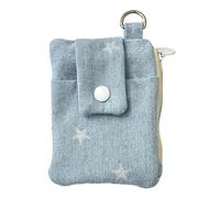 KEXIAO Joli porte-monnaie en forme d'étoile avec nœuds, sac à changer, sac de rangement pour cartes, porte-monnaie, pochette à monnaie, bleu ciel, 9x12cm