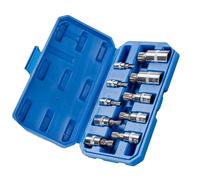 KEXIAO Lot de 10 douilles à embout cannelé et triple douille carrée 1/2", 3/8" et 1/4", 10 pièces inviolables à 12 points