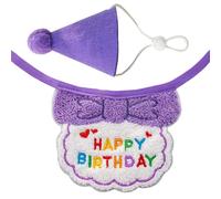 KEXIAO Lot de 2 bavoirs réglables pour animal de compagnie avec chapeau d'anniversaire et chiens doux et confortables pour un événement spécial