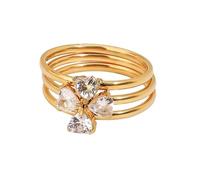 KEXIAO Lot de 3 bagues empilables minimalistes plaquées or 18 carats pour femme - Taille réglable