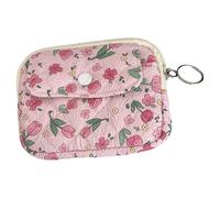 KEXIAO Petit sac de rangement pour pièces de monnaie motif floral, sac à monnaie, sac à monnaie, sac à monnaie, sac à monnaie, sac à monnaie matelassé, rose, 12x9x1.5cm