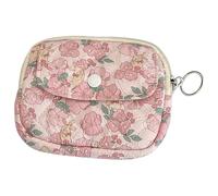 KEXIAO Petit sac de rangement pour pièces de monnaie motif floral, sac à monnaie, sac à monnaie, sac à monnaie, sac à monnaie, sac à monnaie matelassé