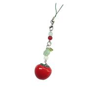 KEXIAO Porte-clés élégant en forme de tomate avec feuilles vertes et perles - Accessoires tendance pour femmes et filles à la mode