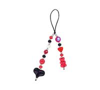 KEXIAO Porte-clés en forme de cœur en résine avec pendentif en forme de téléphone pour jeunes femmes, perles colorées pour sacs et téléphones