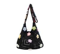 KEXIAO Sac à bandoulière en crochet avec détails brodés creux et bandoulière réglable pour femme
