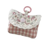 KEXIAO Sac à monnaie imprimé floral, sac de rangement pour écouteurs, petit porte-monnaie, joli porte-monnaie, étui à écouteurs en dentelle, rose bonbon, 7x5cm