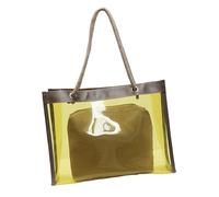 KEXIAO Sac de plage élégant en PVC transparent pour femme, sac de plage léger avec intérieur spacieux, sac à bandoulière et trousse de maquillage, jaune, 40x12x30cm