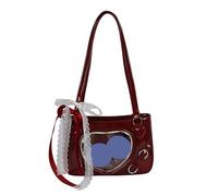 KEXIAO Styles japonais, dentelle, jolie fille cool, petite capacité, sac de banlieue, sac à main tendance et pratique en polyuréthane, poche sous les bras, Rouge/excursion, couleur unie (Getaway