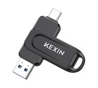 KEXIN 256 Go Clé USB C 100 Mo/s Clé USB 3.0 Pivotante Double USB-A et Type-C pour Smartphone Tablette iPhone 15/16 Voiture Console De Jeu, Noir