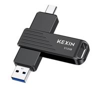 KEXIN 512 Go SSD Externe USB C jusqu'à 1050 Mo/s clé USB Double avec connecteurs USB Type-C et USB-A USB 3.2 Gen 2 Mémoire Externe pivotante pour iPhone 15/16/17, Smartphone, Tablette, Ordinateur