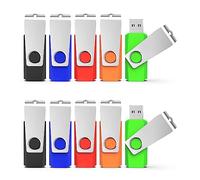 KEXIN Clé USB 16Go 3.0 Lot de 10 Clé USB 3.0 16Go USB Flash Drive Stockage pivotante Mémoire Stick Mixte Couleur pour PC/tablettes/Ordinateurs/TV/Car (5 Couleures USB 3.0)