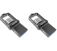 KEXIN Clé USB Type C 64Go, Mini USB 3.0 64 Go Dual OTG Métal Étanche pour PC Dell XPS Console de Jeux et Android Type C Smartphones (Honor Xiaomi Oneplus), Noir (Lot de 2)