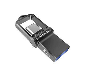 KEXIN Clé USB Type C 64Go, Mini USB 3.0 64 Go Dual OTG Métal Étanche pour PC Dell XPS Console de Jeux et Android Type C Smartphones (Honor Xiaomi Oneplus), Noir