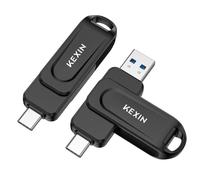 KEXIN Lot de 2 clés USB C 32 Go USB 3.0 OTG, jusqu'à 100 Mo/s, Double Ports USB Type-C et USB-A, clé USB pour téléphone Portable, iPhone 15/16/17, Tablette, Voiture, PC