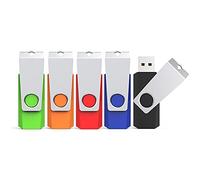KEXIN Lot de 5 Clés USB 64 Go Clef USB 2.0 64 Go Cle USB (64G, 5 Couleurs : Noir Bleu Rouge Vert Orange)