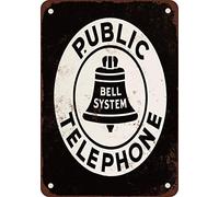 Kexle Bell System Public Phone Reproduction de plaque métallique vintage 20,3 x 30,5 cm