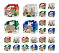 Kexpery 24 Pièces Boîtes à Biscuits de Noël avec Fenêtre Boîtes en Papier de Noël avec Poignées Boîtes à Biscuits de Bonbons en Carton de Noël pour Cadeaux de Fête de Noël