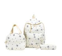 Kexpery 3PCS / Set Print Backpack avec boîtier de Crayon de Sac à Main pour Les Filles (Bleu Blanc) (Blanc 2)