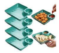 Kexpery Assiettes à frites, trempette, boulettes, en plastique réutilisables, soucoupe, service carré, assiette Sushi 4 pcs