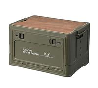 Kexpery Bac de rangement pliable de 30 l avec couvercle en bois, récipient de rangement portable, grande capacité, multifonction, pour pique-nique, collations et plus encore (vert)