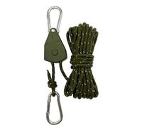 Kexpery Corde de poulie à Boucle Fixe Coupe-Vent réfléchissante de 5 m avec Sangle d'arrimage pour Tente réglable, Corde de Suspension, Accessoires de Camping (Vert armée)