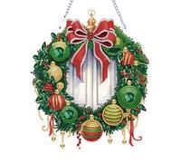 Kexpery Couronne de forme spéciale en acrylique - Décoration murale de Noël - Couronne d'art - Peinture en cristal - Couronne pour décoration de porte de maison, fenêtre, cadeau (GJ233)