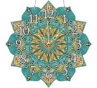Kexpery DIY Strass Broderie Mosaïque Horloge de Table 5D Diamant Art Mosaïque Horloge Coloré Kit d'Horloge Mandala Point de Croix Kit de Broderie Peinture par Numéro Kits Fait Main Diamant P
