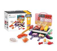 Kexpery Kids BBQ Grill Playset avec Fumée Lumière Son et Nourriture Changeante Jouet de Cuisine pour Enfants Anniversaire