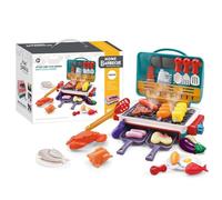 Kexpery Kids BBQ Grill Playset avec Fumée Lumière Son et Nourriture Changeante Jouet de Cuisine pour Enfants Anniversaire