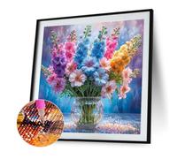 Kexpery Kit de Peinture Diamant 5D Complet 30x30cm Motif Floral avec Cadre Rond pour Décoration Intérieure