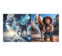 Kexpery Kit de peinture diamant 5D créatif, animaux ronds, garçons, bricolage, 40 x 40 cm, décoration murale pour la maison chambre