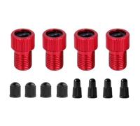 Kexpery Lot de 4 adaptateurs de valve en alliage d'aluminium pour convertir Presta en Schrader Presta en Schrader Adaptateur de valve de vélo Presta vers Schrader (rouge)