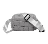 Kexpery Sac à bandoulière Bouffant pour Femme avec Fermeture éclair et Rembourrage - Sac Banane matelassé à Carreaux de Couleur Unie - Sac de Transport pour Femme (Gris)