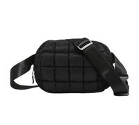 Kexpery Sac à bandoulière Bouffant pour Femme avec Fermeture éclair et Rembourrage - Sac Banane matelassé à Carreaux de Couleur Unie - Sac de Transport pour Femme (Noir)