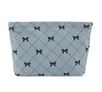 Kexpery Sac de Rangement de Maquillage imprimé nœud pour Femme, Sac à cosmétiques Quotidien en Velours côtelé pour Filles (Bleu)