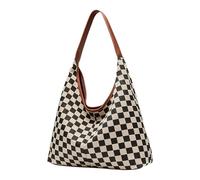 Kexpery Sac fourre-tout à plaid sur toile capacité Sac à main grand coup de main (marron)
