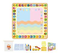 Kexpery Tapis de Dessin Magique à l'eau 100x100 cm avec Supports d'art, tampons et moules pour Enfants 3-6 Ans