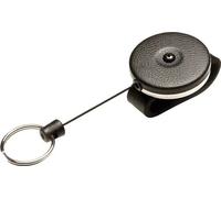 KEY-BAK #481B-LK Retractable Reel with 48 Inch Kevlar Cord, 2.25 inch (5.7 cm) Leather Belt Loop, 8 Ounce Retraction, Split Ring