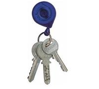 KEY-BAK MINI-BAK Retractable Reel with 36 Inch (91.4 cm) Nylon Cord, Steel Belt Clip, Split Ring, Translucent Blue, Made in the USA