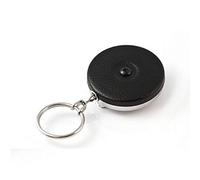 KEY-BAK Original Retractable Key Holder Keychain with a Black Front, Steel Belt Clip, and Split Ring