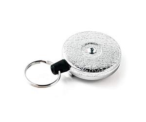 KEY-BAK Original Series Bobine rétractable standard avec chaîne en acier inoxydable de 61 cm, avant chromé, boucle de ceinture en acier, rétraction de 227 g, anneau fendu