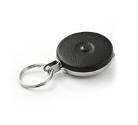 Key-Bak Porte-clés rétractable Enrouleur à Ressort en Acier Inoxydable et en Kevlar ou chaîne Tether, fabriqué aux États-Unis Depuis 1948, Black Vinyl, 24" Chain (8 oz. Retraction)