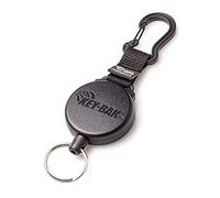 KEY-BAK SECURIT HD Porte-clés rétractable en acier inoxydable de 61 cm, 226,8 g, étui en polycarbonate durable, mousqueton en alliage de zinc, anneau fendu, noir