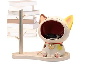 Key Bowl, Entryway Table Good Luck Stand, Cat Statue Figurine Trinket, Decorative Bowl for Home Living Room Bedroom Cabinet Shelf Decor, Coin Holder, Jewelry Organizer, Small Accessories Storage