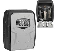 Key Box,Key Lock Box With 4 Digit Code,Outdoor Waterproof Metal Safe Key Box,Combination Keys Storage Lock Box,For Home Garage School Airbnb (Grey)