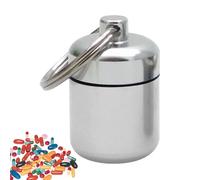 Key Chain Pill Container - Metal Outdoor Pill Case With Keychain, Durable Travel Keychain Container, Portable Organizer With Sponge Pads, Compact Storage Box For Pills, Ear Plugs, Travel, Backpacking,